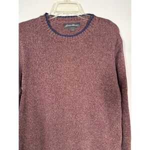 Eddie Bauer Mens Large Burgundy Knit Crewneck Sweater Long Sleeve Pullover